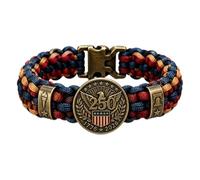 Fokayo 250th Anniversary Patriotic Paracord Bracelet (1776-2026), Adjustable Eagle Torch Liberty Bell Wristband for Unisex (1pc)