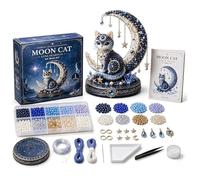 Fokayo Moon Cat Guardian DIY Bead Kit, Tiny 3D Beaded Moons Cat Guardian Craft Kit, Creative Handmade Magical Cat Kit with Instructions for Beginner & Craft Enthusiasts (#B)