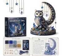 Fokayo Moon Cat Guardian DIY Bead Kit, Tiny 3D Beaded Moons Cat Guardian Craft Kit, Creative Handmade Magical Cat Kit with Instructions for Beginner & Craft Enthusiasts (#D)
