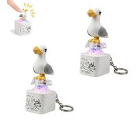 Fokayo Seagull Mine Button Keychain, Rechargeable Fidget Clicker with Real Sound & LED Light, Adults Keyboard Clicker for Fun& Stress Relief (2Pcs)