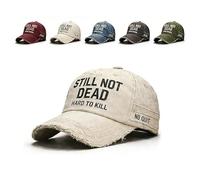 Fokayo Still Not Dead Baseball Caps for Men, Hard to Kill Distressed Dad Hat for Men, Humorous Cap Baseball Hats (White)