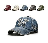 Fokayo Still Not Dead Baseball Caps for Men, Hard to Kill Distressed Dad Hat for Men, Humorous Cap Baseball Hats (Blue)