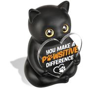 FOKCBOCM Black Cat Encouragement Figurine Gift, You Make a Pawsitive Difference Appreciation Desk Decor for Coworker Teacher Nurse Friend, Cute Cat Lover Inspiration Sculpture-DSZX170