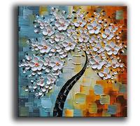 Fokenzary Hand Painted Abstract Modern Flowers Thick 3D (16x32in)