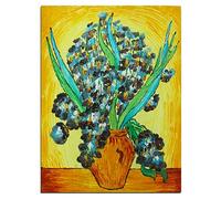 Fokenzary Hand Painted Oil Painting on Canvas Vincent Van Gogh Classical Irises Reproduction Wall Decor Framed Ready to Hang