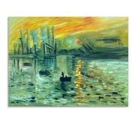 Fokenzary Hand Painted Sunrise Copy Claude Monet Famous Artwork Modern Impressions on Canvas Home décor Suitable for Living Room Bedroom Wall Decoration Framed Ready to Hang