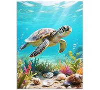 Fokenzary Paint by Numbers Kit for Adults DIY Sea Turtle Canvas for Adults Beginners with Brush and Acrylic Paints Frameless(40x50cm)