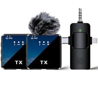 FOKiRa 3 in 1 Wireless Lavalier Microphone for iPhone, Android, Camera.30M Transmission & 12 Hour Battery Backup. for YouTube/Tiktok/Facebook/vlog/Record Interview. Noise Reduction Recording. F11-2.