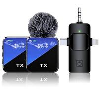 FOKiRa 3 in 1 Wireless Lavalier Microphone for iPhone, Android, Camera.30M Transmission & 12 Hour Battery Backup. for YouTube/Tiktok/Facebook/vlog/Record Interview. Noise Reduction Recording. F11-2.