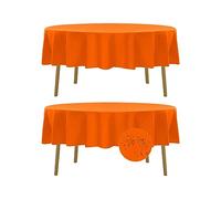 Fokitut 2 Pack Waterproof Round Tablecloth, 90 Inch, Stain Resistant and Wrinkle Polyester Table Cloth, Fabric Table Cover for Kitchen Dining, Wedding, Party, Holiday Dinner-Orange