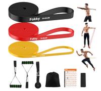 Fokky Fitness Elastics, 3 Levels of Elastic Fitness, Gym Bands with Door Anchors, Elastic Bands for Men and Women for Stretching Pilates, Yoga, Squats