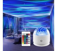 Fokky Rechargeable Aurora Projector Lamp, Northern Lights Projector with 16 Colors, 7 Brightness Sensory Lights with Remote Control, Portable Galaxy Night Light for Bedroom Decor, Kids, Adults