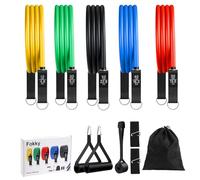 Fokky Resistance Bands Fitness Bands Set, 5 Resistance Bands Expander Tube Bands, Fitness Band with Large Handle, Ankle Strap, Door Anchor Attachment, Carry Bag, Ideal for Pilates Strength Training