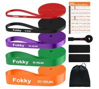 Fokky Resistance Bands Set, 5 Levels Exercise Band with Door Anchor & Protective Pads, Pull up Bands for Gym Workout, Crossfit, Stretching and Strength Training