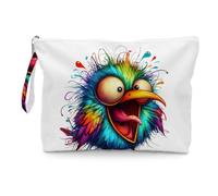 Fokongna Cute Print Wet Bag, Small Portable Waterproof Multi-Functional Organizer for Women, Multicolor Psychedelic Fluffy Bird, Ideal for Daily, Beach & Travel