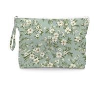 Fokongna Floral Print Wet Bag, Small Portable Waterproof Multi-Functional Organizer for Women, Green Tiny White Floral, Ideal for Daily, Beach & Travel