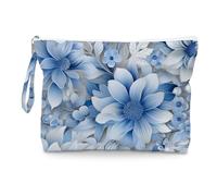 Fokongna Floral Print Wet Bag, Small Portable Waterproof Multi-Functional Organizer for Women, Ideal for Daily, Beach & Travel, Monochrome Blue Botany