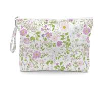 Fokongna Floral Print Wet Bag, Small Portable Waterproof Multi-Functional Organizer for Women, Ideal for Daily, Beach & Travel, White & Green Minimalist Wildflower
