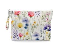 Fokongna Floral Print Wet Bag, Small Portable Waterproof Multi-Functional Organizer for Women, Ideal for Daily, Beach & Travel, Multicolor Wildflower Meadow