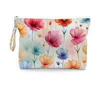 Fokongna Floral Print Wet Bag, Small Portable Waterproof Multi-Functional Organizer for Women, Pastel Watercolor Floral,Ideal for Daily, Beach & Travel,