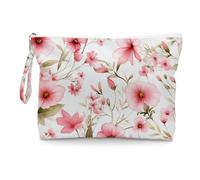 Fokongna Floral Print Wet Bag, Small Portable Waterproof Multi-Functional Organizer for Women, Pink Watercolor Blossom, Ideal for Daily, Beach & Travel