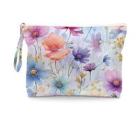 Fokongna Floral Print Wet Bag, Small Portable Waterproof Multi-Functional Organizer for Women, Rainbow Watercolor Floral, Ideal for Daily, Beach & Travel