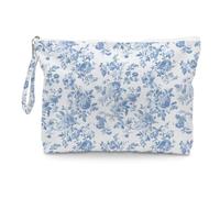 Fokongna Floral Print Wet Bag, Small Portable Waterproof Multi-Functional Organizer for Women, Sky Blue Toile De Jouy,Ideal for Daily, Beach & Travel,