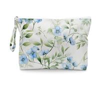 Fokongna Floral Print Wet Bag, Small Portable Waterproof Multi-Functional Organizer for Women, Sky Blue White Wildflower, Ideal for Daily, Beach & Travel