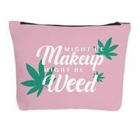 Fokongna Funny Weed Makeup Bag, Women Friends Cosmetic Bag, Best Friends Sister Gift - Might Be Makeup Might Be Weed Humor, Might Be Makeup 1, 9.5 x 7 inches