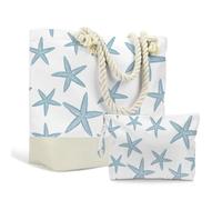 Fokongna Tote Bag & Wet Bag Set 2PCS, Waterproof Travel Beach Gym Pool Organizer, Multi-use Storage Bag, Starfish-03, L