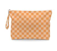 Fokongna Wet Bag, Small Portable Waterproof Multi-Functional Organizer for Women, Ideal for Daily, Beach & Travel，Orange White Gingham