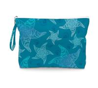 Fokongna Wet Bag, Small Portable Waterproof Multi-Functional Organizer for Women, Ideal for Daily, Beach & Travel，Turquoise Ombre Starfish Pattern