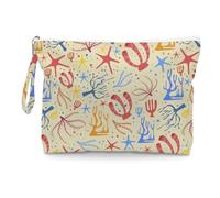 Fokongna Wet Bag, Small Portable Waterproof Multi-Functional Organizer for Women, Ideal for Daily, Beach & Travel，Vintage Cream Nautical Elements