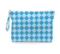 Fokongna Wet Bag, Small Portable Waterproof Multi-Functional Organizer for Women, Ideal for Daily, Beach & Travel，Blue Gingham Check