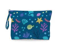 Fokongna Wet Bag, Small Portable Waterproof Multi-Functional Organizer for Women, Ideal for Daily, Beach & Travel，Blue Colorful Coral Reef