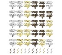 Fokroin Vintage Lock Latch Hook, 30 Pieces, Small and Easy to Open and Close Swing Arm Lock for Decorative Wooden Box, Jewelry Box, Chest