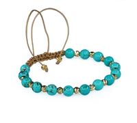 FOKSHOP Gemstone Beaded Bracelets with 24K Gold Plated Brass Dorica and Makrame Knitting, Adjustable for Wrist, Gift for Her, Healing Meditation and Chakra Natural Stones, Adjustable, Rope, turquoise
