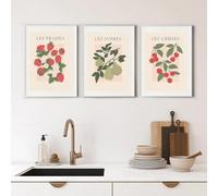 FOKTMS Fruit Market Peach Orange Lemon Strawberry Pear Cherry Olives Posters and Prints Wall Art Canvas Painting Pictures Decor15.7”x 23.6”(40x60cm) x3 No frame