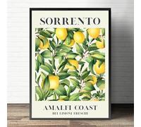 FOKTMS Italian Santorini Fruit Wall Art Canvas Painting Orange Sorrento Lemon Nordic Poster Print Picture Kitchen Home Decor19.6”x 27.5”(50x70cm) No frame