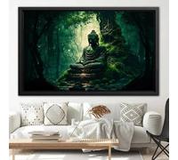 FOKTMS Zen Religion Meditation Buddhism Poster and Print Canvas Painting Wall Art Buddha In Nature Abstract Picture For Home Decor23.6”x 35.4”(60x90cm) No frame