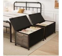 Fokyfok 2Pack Under Bed Storage Containers,14 inch Height,31 inch Long | Under Bed Shoe Storage,Underbed Storage with Wheels,Large Rolling under bed Clothes Storage Drawers,Lid,Dorm Tall,Black
