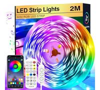 FOLAI 2M RGB Music Sync LED Strip Lights - Smart App Control Remote, Color Changing, Flexible Home Decoration for Bedroom Lighting, SHY-BT-03
