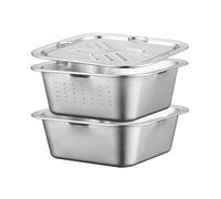 FOLAI 3-Piece Set 304 Stainless Steel Microporous Kitchen Strainer with 5-in-1 Grater for Draining Pasta, Fruit, Rice and Vegetables, Healthy & High Gloss Polish, Dishwasher Safe(24cm)