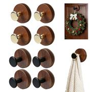 FOLAI Heavy Duty Suction Hooks, Stick-On Wall Hooks for Hanging, Perfect for Wreaths and Towels! No Drill Needed for Bathroom Shower Use,Easy and Removable(8,Walnut