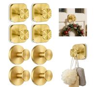 FOLAI Versatile Suction Hooks,Adhesive Hooks,Stainless Steel No Drilling Required,The Best Wreath Hanger for Front Door, Self-Adhesive Towel Holder and Bathroom Essentials(8, Gold)