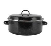 Folanda Covered Round Roaster, Non Stick Roasting Panw/Lid&Shelf, Speckled Black Large Capacity Multi Use Roaster Pan, Enamel Broiler Pan Turkey, Meat, Vegetables, Chestnuts(26cm)