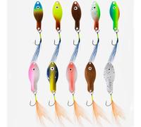 FOLANDO 10pcs Fishing Lures Set, Bass Mackerel Feathers Cod Lure Spinner Bait Set Multi Colored Fishing Spinners Lures with Hook Crankbaits Set for Trout Pike Bass Salmon