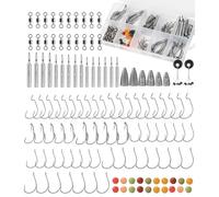 FOLANDO 123-Piece Fishing Rig Kit - Weedless Texas with Swivel Hooks & Beads | 360° Spin Anti-Tangle | Complete Bass/Pike Accessories