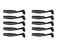 FOLANDO 30 Pcs T-Tail Soft Lure Worms with Laser Reflectors, 5cm Wavy Fish Baits for Bass & Perch, Scented Paddle Tail Grubs for All Water Conditions