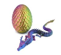 FOLANDO 3D Printed Dragon in Egg, 3D Dragons Eggs with Dragon inside 30cm 3D Print Dragonfigurine Full Motion Flexible Joints Home Desk Office Decoration Dragonornament (Dazzling Color)